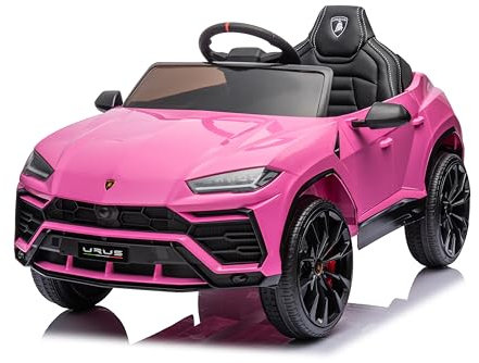 Macchina Elettrica per Bambini Lamborghini Urus 12v Full Optional con Sedile in Pelle e Tappetini Auto Elettrica per Bambini con Telecomando Rosa