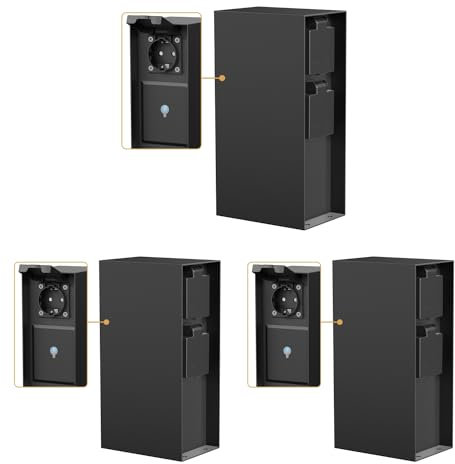 ledscom.de 3 Enchufe de jardín Pilar POMI para Exteriores, IP44, Smart Home, WLAN, Alexa, 3 vías, Acero Inoxidable, Negro, Cuadrado, 23 cm
