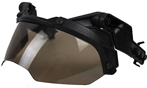 AQzxdc Airsoft Helm mit Schutzbrille und Visier Set, Full-Wrap Military Paintball Schutz Kombination, Visier 90°Verstellbar, für Outdoor-Jagd, CQB Schießen, BBS,Visor Black