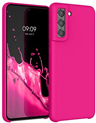 kwmobile Cover per Samsung Galaxy S21 FE Custodia - Back Case per Smartphone in Silicone TPU - Protezione Gommata - rosa shocking