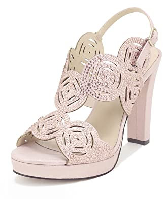 QUEEN HELENA Sandali Eleganti con Tacco Scarpe con Strass e Pochette Donna S2715 (S2715 Rosa, numeric_38)