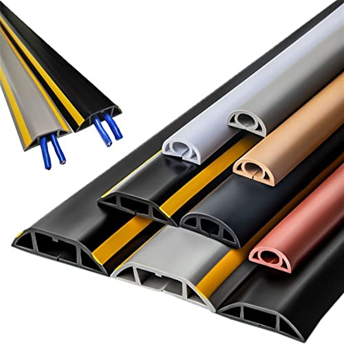 3.28ft Self Adhesive Wire Hider Cable Protector, Over Floor Cord Cover, PVC Cable Raceway Wire Organizer to Protect Wires, Cable Cover for Home Garage Office Outdoor Settings Warehouse, Paintable