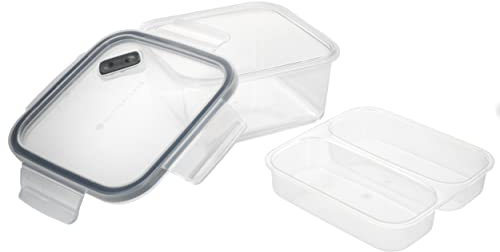 MasterClass Recycled Eco Snap Food Storage Container with Removable Divider, 800 ml, Card Insert