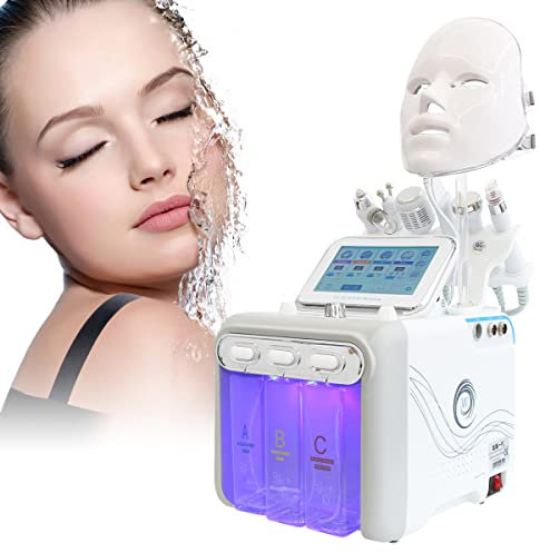 Hydro Oxygen Jet Micro Bubbles Sprayer, FAZJEUNE Skin Scrubber Spray Machine with 7 Color LED Facial Mask Pore Blackhead Clean Facial Beauty Machine Microdermabrasion Face Cleaning ​for Home, Spa