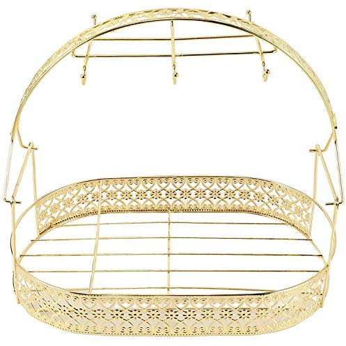 Lodokdre Gold -Capacity Storage Plating Coffee Cup Hob Can Cups, Saucers, Spoons and Pot Metal Stand Holder