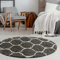 THE RUGS Shaggy Rug – Modern Moroccan Design Rugs for Living Room, Bedroom, Hallway, 3 cm Thick Area Rugs, (Trellis Dark Grey/Ivory, 120cm Round)
