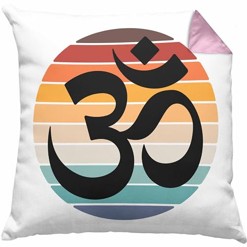 Trendation Yoga Kissen mit Füllung 40x40 Geschenk Zeichen Japan Keltisches Yoga Kaffee (Rosa)