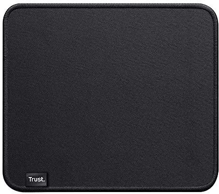Trust Boye Tappetino, Design Sostenibile, Materiali Riciclati, Fondo Antiscivolo, 250 x 210 x 3mm, Bordo con Cuciture, Lavabile in Lavatrice, Tappetino per Mouse da Ufficio per Lavoro - Nero