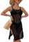 Codkkre Vestido de Playa Muje de Crochet Pareos y Camisola de Playa Verano Sexy Bikini Cover Up Playa Hueco Traje, Negro, M