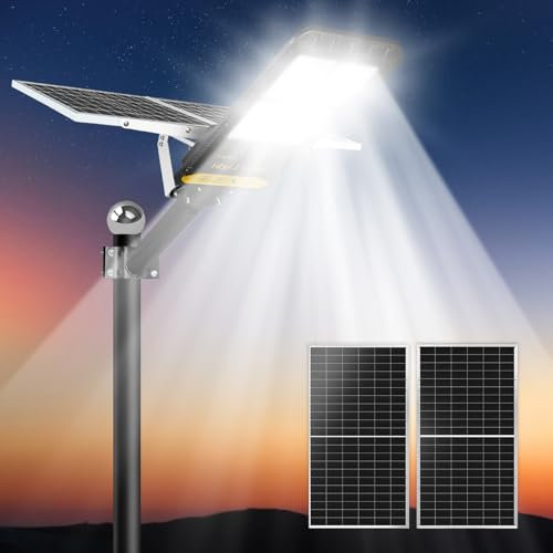 HYPOW 800W Solar Straßenlaterne für Außen mit Fernbedienung, 160000LM Solarlampen mit Bewegungsmelder, IP67 Wasserdicht Outdoor Solarleuchten LED Licht für Haustür, Hof, Garten, Straße, Zaun
