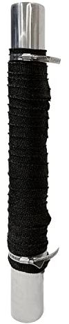 TAISOCA Anti-Scald Fireproof Wrap Pipe Protector, Wood Stove Pipe Accessories, Fireproof Pipe Wrap Webbing for Exhaust Chimney with 2 Clamps (Black, 5m)