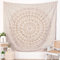 RAJRANG Kleiner Mandala-Wandteppich für Schlafzimmer und Wohnzimmer, Bohemian-Wandteppich aus Baumwolle golden 76 x 102 cm