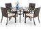 MFSTUDIO Outdoor Table and Chairs, Patio Dining Set with 4 Outdoor Rattan Wicker Chairs, Removable Cushion, Square Metal Steel Slat Table for Poolside, Balcony, Poolside,Garden, Backyard