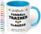 True Statements Geschenk für Trainer: Keramik-Tasse „Weltbester Trainer“ personalisiert mit Sportart, Namen und Wunschtext – Kaffeebecher 330ml. - Fußball Handball (Hellblau)