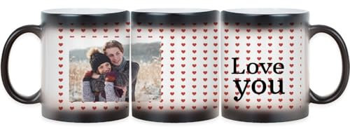 Wanapix | Tazza Magica Personalizzata con Foto | Regali Originale Coppia | Fidanzati/Lui e Lei | Tazze colazione coppia | 325 ml | Love you