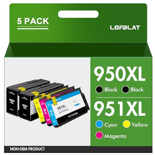 LOFBLAT 950 XL 951XL Druckerpatronen für HP 951XL Multipack Kompatible für HP Officejet Pro 8600 Patronen für HP Officejet Pro 8620 8610 Patronen (Schwarz Cyan Magenta Gelb, ‎‎‎‎‎‎‎5er-Pack)