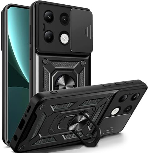 betterfon Handyhülle Kompatibel mit Xiaomi Redmi Note 13 4G | Stoßfest & Kratzfest | Mit Kameraschutzring, Anti-Fingerabdruck & robuster Panzer-Design | Schwarz