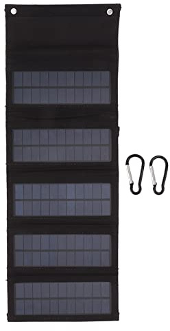 Tomotato Panel Solar Plegable Portátil de 50W, Cargador Solar para Exteriores de 18V con Funda de 5 Paneles Solares Plegables Compatible con Teléfonos Inteligentes y Portátiles(Negro)