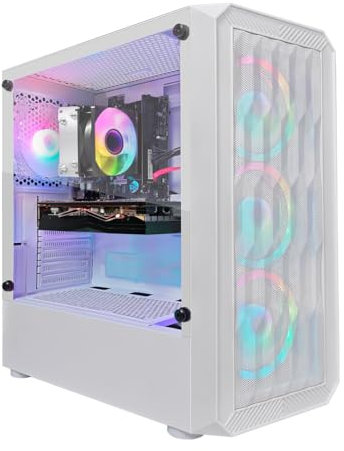 STGsivir PC Gaming, White Gaming PC Desktop Computer, Intel Core I5 9400F 2.9-4.1GHz, RX 5600XT 6G, 16GB DDR4 RAM, 512GB SSD, 600M WiFi, BT 5.0, White RGB Gaming Case, Windows 11