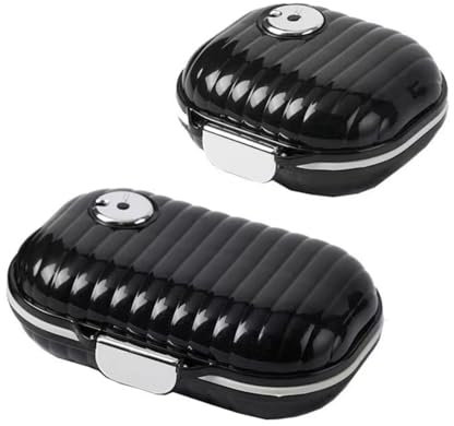 GLEEMEN Tablettenbox 7 Tage, 2 Stück Pill Organizer Box, (Groß Klein) Tragbare Pillendose, 7 Fächer Pill Box, Medikamentenbox Reise für Reise und Tägliches Gebrauch (Schwarz)