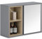SoBuy Pensile bagno con specchio Mobile salvaspazio Armadietto bagno da parete Grigio 60x20x45cm BZR149-DG