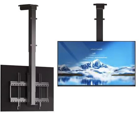 QICBYING Support TV Motorisé Au Plafond, avec Télécommande Support TV Motorisé, Rotation Manuelle À 360° Élévateur TV Électrique Télescopique, Convient Au Support TV Motorisé De 32 À 75 Pouces