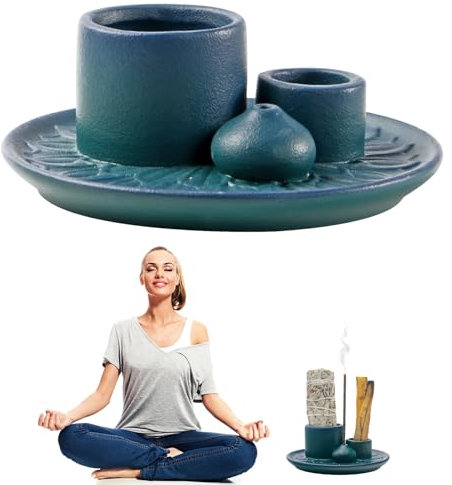 Ciotola Di Incenso In Ceramica 4 In 1, Porta Incenso, Brucia Incenso, Porta Palo Santo, Ciotola Di Incenso Per Bastoncini Di Incenso, Salvia Bianca E Candelieri