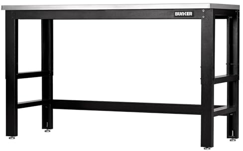 BUNKER 28090 Workbench with Stainless Steel Worktop, 1550mm