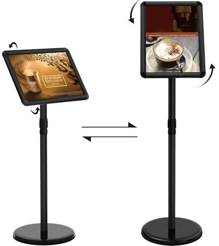 RedChili Infoständer DIN A3 Höhenverstellbar Edelstahl Informationsständer Posterständer Informationsständer Präsentationsständer Werbeständer Sign Holder (Schwarz, DIN A3)