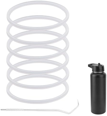 6 Stück Dichtungsersatz für IRON °FLASK Weithals Trinkflasche für Camping und Wandern 32/40/64 oz, Auslaufsichere Silikon Dichtungsringe für IRON °Flask Karabiner Strohhalmdeckel BPA-Frei