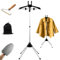Steamer Stand,Garment Steamer Stand– Adjustable Steaming Rack with Hanger – Foldable & Portable for Travel & Home(Black)