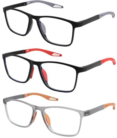 Lesebrillen Herren 3er Set mit Sportlichem Design, Flexible und Leichte Blaulichtblockierende Lesehilfen, Leicht und bequem, lindern Müdigkeit,Komfortabler Kunststoffrahmen, für Alltag und Büro