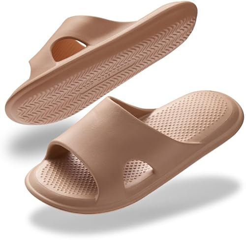 Misolin Ciabatte Donna Estive Casa Pantofole Leggere Uomo Doccia Sandali Comode Antisudore Slide Piscina Spiaggia Scarpe Unisex,Marrone W10(40-41 EU)