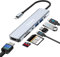 Denlane Adattatore multiporta USB C Hub 7 in 1 con HDMI 4K, USB 3.0, docking station USB-C per Mac, MacBook Air/Pro con lettore di schede SD e ricarica, hub USB per laptop/tablet/telefono di tipo C