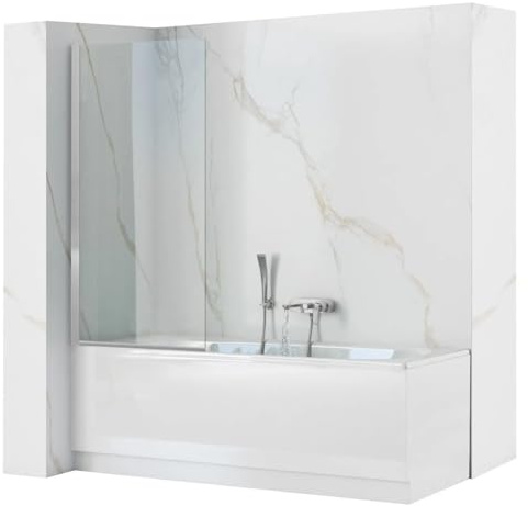 Rea Badewannenaufsatz Lagos Fix 70 Chrome, Glas, Spritzschutz - 1,8X70X140CM