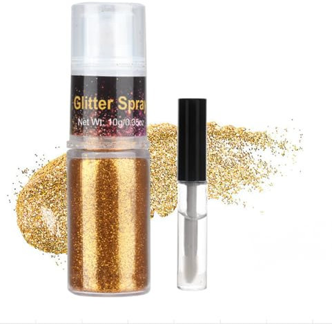 Glitzer Spray für Haare und Körper,Silber Glitzer Haarspray,Glitzerspray für Gesicht Schminke Kleidung Rave Party Festivall (Gold)