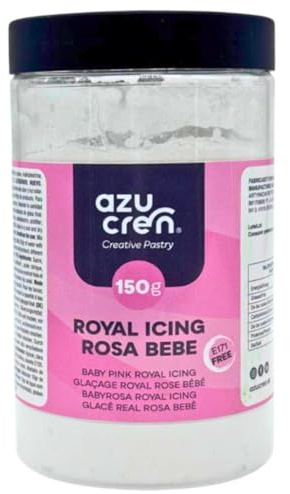 Azucren, Glacage Gateau, Decoration Gateau Comestible, Glacage Patisserie Parfait pour une Utilisation avec Poche A Douille Patisserie, Il Suffit D'ajouter De L'eau Et C'est Prêt (150 G, Rose bébé)