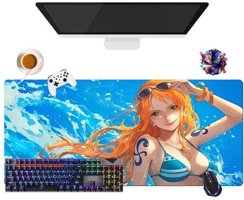 Mauspad One Piece Nami | Wasserdichtes Mauspad, extra groß (35,4 x 15,7 x 0,12 Zoll) | rutschfeste Gummibasis für PC, Laptop, E-Sport | Schutz für Tastatur und Maus