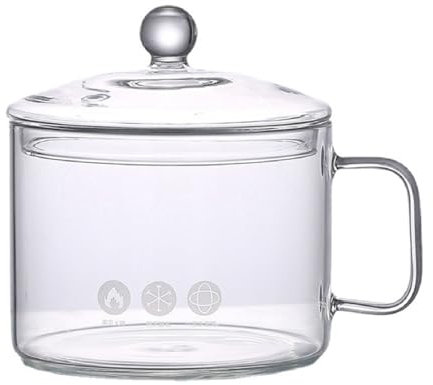 EdirFtra Pentole di Vetro, pentola di Vetro Trasparente, zuppiera di Vetro Resistente al Calore, pentola Multifunzione, pentole di Vetro con Coperchio e Manico per tagliatelle, zuppa, Cereali