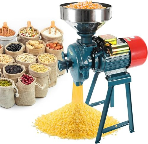 Commercial Stainless Steel Soybean Grinder Industrial Flour Milling Machine,Electric Grain Mill Dry Grinder Dry Flour Grinder, Corn Crushing Rice Grinding Machine with Funnel, Commercial Ele