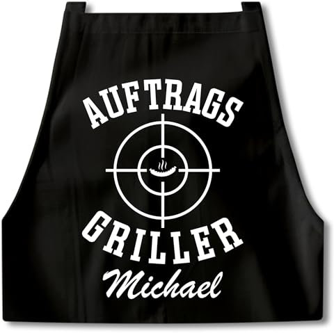 DEL MÀ Unique & Personal Auftragsgriller Grillschürze Männer personalisierte Kochschürze Herren lustiges Grillzubehör Geschenk Mann Grill Schürze Schwarz