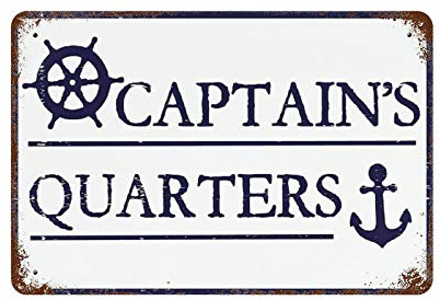 peiyeety Lustiges Blechschild mit der Aufschrift „Captain's Quarters, Retro-Vintage-Stil, für Bar, Kaffee, Familie, Wandschilder, Deko, 15,2 x 20,3 cm