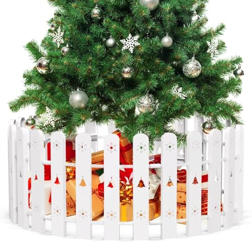 28 Stück Weihnachtsbaumzaun Dekozäune Weiß