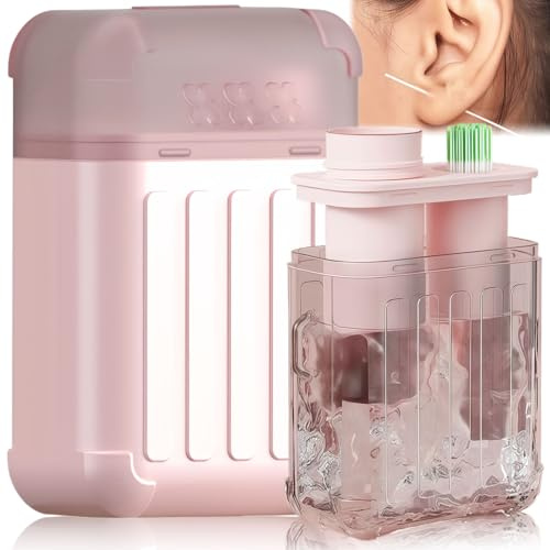 Ear Piercing Cleaner - Saline Solution for Piercings - Disposable Aftercare Cleaner with 240pcs Floss, Durable Travel Cleaning Tool for Women & Men (Rose)