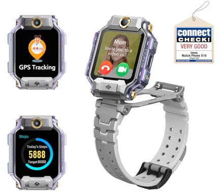 imoo X10 Smartwatch Bambini 4G con GPS, Videochiamate HD da 5MP+8MP Grigio | Doppia Fotocamera Separata,10 Modalità Sportive,Modalità Scuola,SOS,Smartwatch Impermeabile IP68 per Bambini,Orologio Bimbo