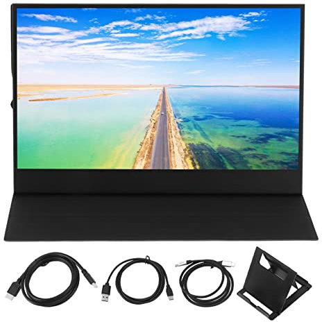 NUMNBE Portable Monitor 13.3 Inch 1080P IPS Display, Type C USB - C Dual Port, Lightweight Aluminium - High Definition Multimedia Interface, Compatible with Laptop and Gaming Devices