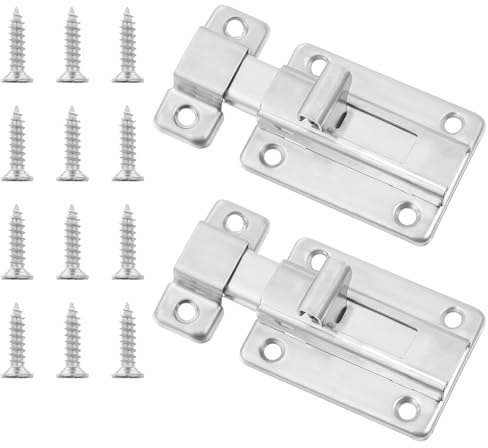 Giantree 2Pcs Door Lock Gate Bolts, Door Latches for Internal Doors, Doors Locks Slide Bolt, Dooring Lock Bathroom with Mounting Screws, Loft Hatch Latch for Bathroom, Bedroom, Furniture Gate Loft