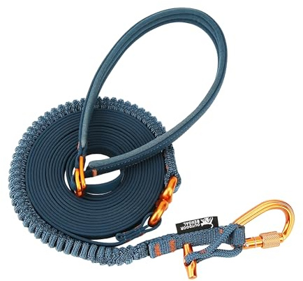 OutdoorBengal Kushma - Lange Leine für Katzen und kleine Hunde mit Bungee - Silikon + Nylon - kein Verheddern, freihändig für Taille und Körper, leicht - Extra Lange Katzenleine für kleine Hunde