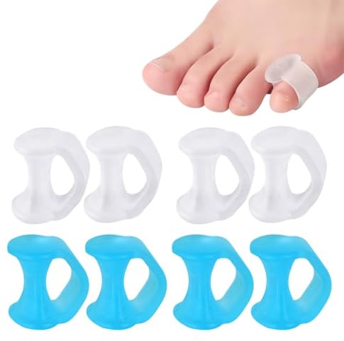 KYLOS Separatore Dita Piede 4 Paia, Separatori Dita Piedi, Protezione Dito Del Piede, Raddrizzatori A Martello, Colori Trasparente E Blu, Dimensioni Standard