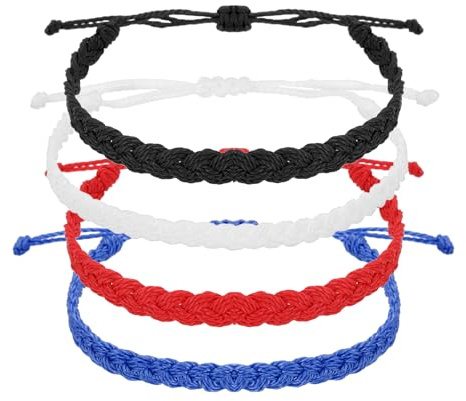 sourcing map Braided Rope Bracelet, Adjustable Woven String Bracelets Summer Beach Ankle Handmade String
